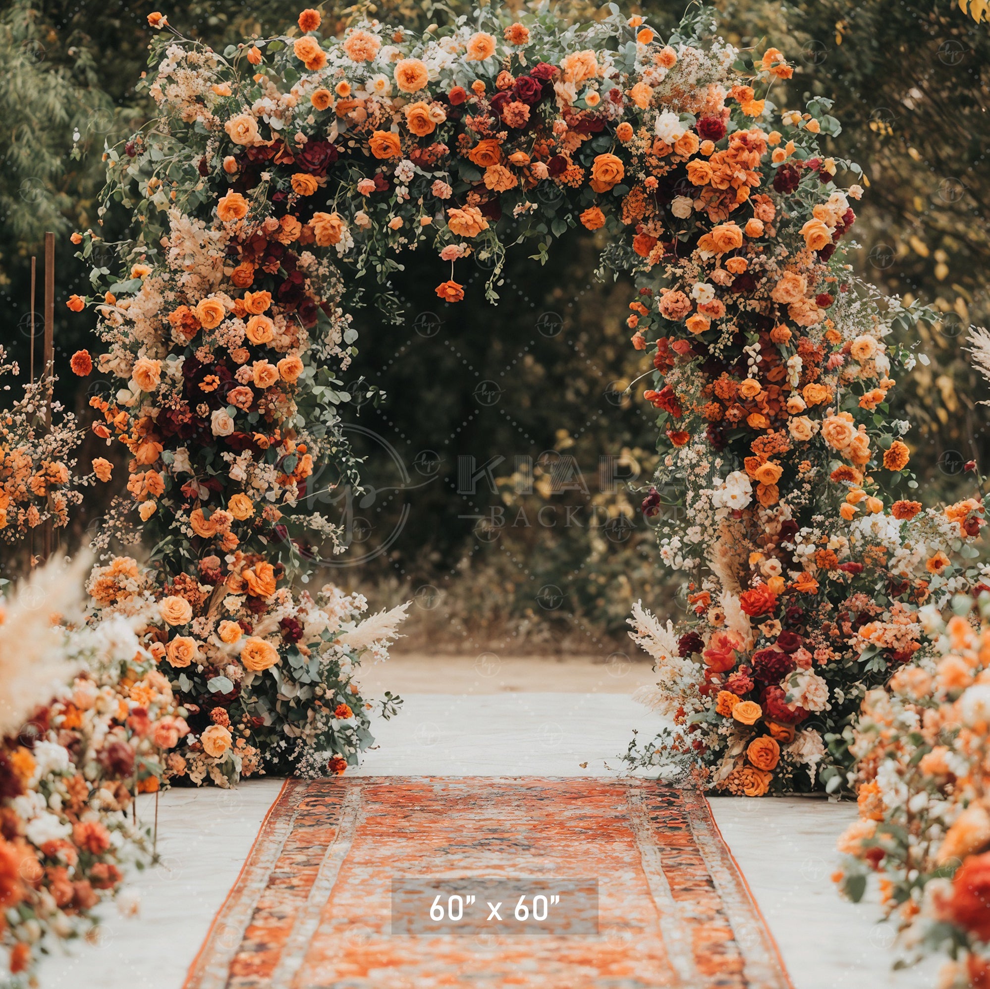 Autumn Floral Wedding Arch Aisle Backdrop
